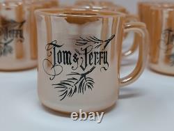Vintage Fire King Peach Lustre Tom & Jerry Punch Bowl & 16 Mugs Set