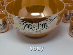 Vintage Fire King Peach Lustre Tom & Jerry Punch Bowl & 16 Mugs Set
