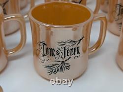 Vintage Fire King Peach Lustre Tom & Jerry Punch Bowl & 16 Mugs Set