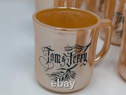 Vintage Fire King Peach Lustre Tom & Jerry Punch Bowl & 16 Mugs Set