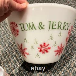 Vintage Fire King Tom and Jerry Bowl Mugs Set Punch Bowl