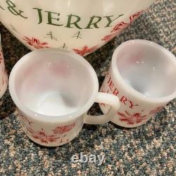 Vintage Fire King Tom and Jerry Bowl Mugs Set Punch Bowl