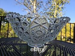 Vintage Flared Daisy & Button Smith Glass Clear Punch BowlBOWL ONLY17 D