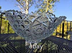 Vintage Flared Daisy & Button Smith Glass Clear Punch BowlBOWL ONLY17 D