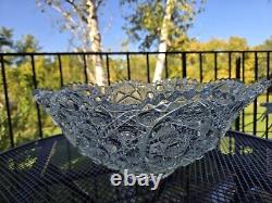 Vintage Flared Daisy & Button Smith Glass Clear Punch BowlBOWL ONLY17 D