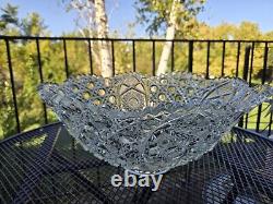 Vintage Flared Daisy & Button Smith Glass Clear Punch BowlBOWL ONLY17 D