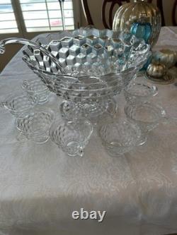 Vintage Fostoria 12 Footed Punch Bowl with10 cups & Ladle Vintage Fostoria 12 Footed Punch Bowl with10 cups & Ladle