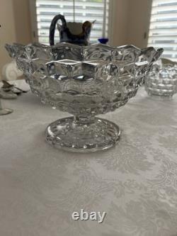 Vintage Fostoria 12 Footed Punch Bowl with10 cups & Ladle
