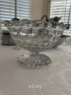 Vintage Fostoria 12 Footed Punch Bowl with10 cups & Ladle