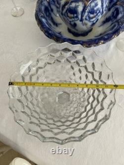 Vintage Fostoria 12 Footed Punch Bowl with10 cups & Ladle