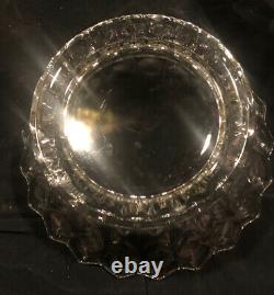 Vintage Fostoria American 14 Crystal Clear Punch Bowl Cube Design With Pedastal