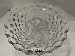 Vintage Fostoria American 2056 Elegant Clear Glass Punch Bowl & Cups