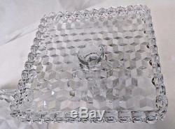 Vintage Fostoria American Crystal Glass Punch Bowl with Cake Stand Base