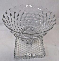 Vintage Fostoria American Crystal Glass Punch Bowl with Cake Stand Base