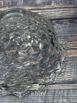 Vintage Fostoria American Glassware 18 Clear Punch Bowl Large Deep Cubist
