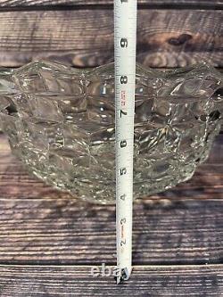 Vintage Fostoria American Glassware 18 Clear Punch Bowl Large Deep Cubist