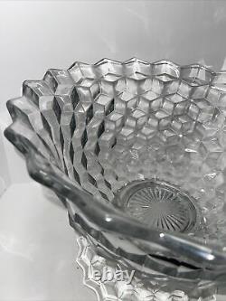 Vintage Fostoria American Glassware 18 Inches Clear Punch Bowl WithLadle