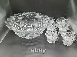 Vintage Fostoria American Punch Bowl & 12 Punch Cups, Crystal & Stunning