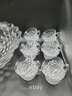 Vintage Fostoria American Punch Bowl & 12 Punch Cups, Crystal & Stunning