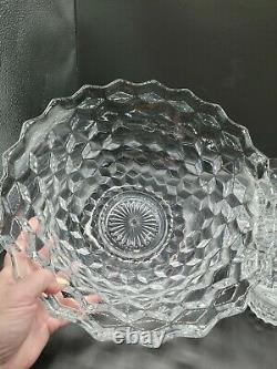 Vintage Fostoria American Punch Bowl & 12 Punch Cups, Crystal & Stunning