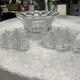 Vintage Fostoria Coin Glass Clear Punch Bowl 14 3/4 & 11 Punch Cups USA Symbols