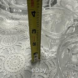 Vintage Fostoria Coin Glass Clear Punch Bowl 14 3/4 & 11 Punch Cups USA Symbols
