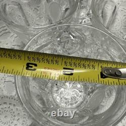 Vintage Fostoria Coin Glass Clear Punch Bowl 14 3/4 & 11 Punch Cups USA Symbols
