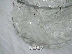 Vintage Fostoria Colony Glass Punch Bowl Set With Underplate/Tray & 12 Cups