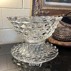 Vintage Fostoria Glass AMERICAN 14 Punch Bowl with Pedestal & Underplate