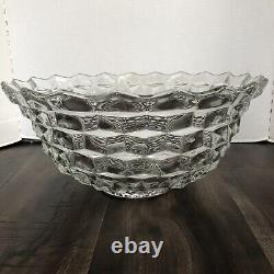 Vintage Fostoria Glass Heavy 14 Punch Bowl & 12 Cups