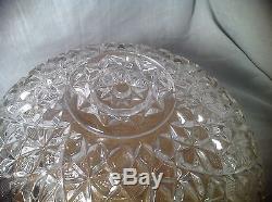 Vintage Fostoria Rosby Punch Clear Glass Bowl Set With Stand & 12 Cups with Labels