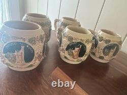 Vintage GERZ German Castle Punch Bowl Set 10 Mugs 3361 Covered Tureen Rhine Vintage GERZ German Castle Punch Bowl Set 10 Mugs 3361 Covered Tureen Rhine