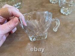 Vintage Glass Antique Punch Bowl 12 Hook Cups Grapes fruit pattern Serving Set
