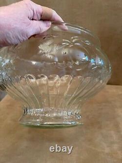 Vintage Glass Antique Punch Bowl 12 Hook Cups Grapes fruit pattern Serving Set