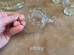 Vintage Glass Antique Punch Bowl 12 Hook Cups Grapes fruit pattern Serving Set