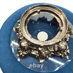 Vintage Glass Daisy & Button Punch Bowl & Heavy Silver/Brass Bowl Base Stand