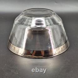 Vintage Glass Punch Bowl Set Silver Rim 8 Cups Mid-Century Modern Party Bar
