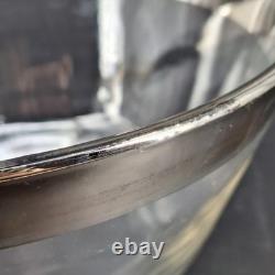 Vintage Glass Punch Bowl Set Silver Rim 8 Cups Mid-Century Modern Party Bar