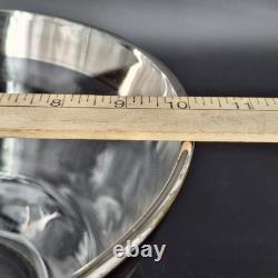 Vintage Glass Punch Bowl Set Silver Rim 8 Cups Mid-Century Modern Party Bar