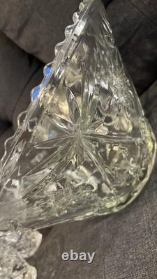 Vintage Glass Punch Bowl Set with 12 Matching Cups & Ladle Starburst Pattern