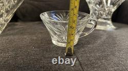 Vintage Glass Punch Bowl Set with 12 Matching Cups & Ladle Starburst Pattern