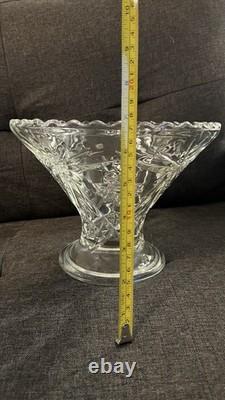 Vintage Glass Punch Bowl Set with 12 Matching Cups & Ladle Starburst Pattern