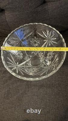 Vintage Glass Punch Bowl Set with 12 Matching Cups & Ladle Starburst Pattern