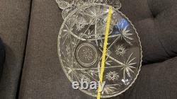 Vintage Glass Punch Bowl Set with 12 Matching Cups & Ladle Starburst Pattern