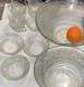 Vintage Glass Punch Bowl Set with Cups and Bowls, Floral Geometric Pattern 14 PC