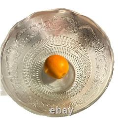 Vintage Glass Punch Bowl Set with Cups and Bowls, Floral Geometric Pattern 14 PC