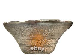 Vintage Glass Punch Bowl Set with Cups and Bowls, Floral Geometric Pattern 14 PC