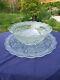 Vintage Glass Punch Bowl with Glass Designer Tray/Plate