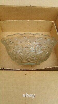 Vintage Glass Punch Bowl with Glass Designer Tray/Plate