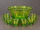Vintage Green Carnival Glass Punch Bowl Set 14pc 12 Cups Ladle Excellent
